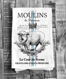 Vintage French Moulins Lamb ~ Flour Sack Tea Towel