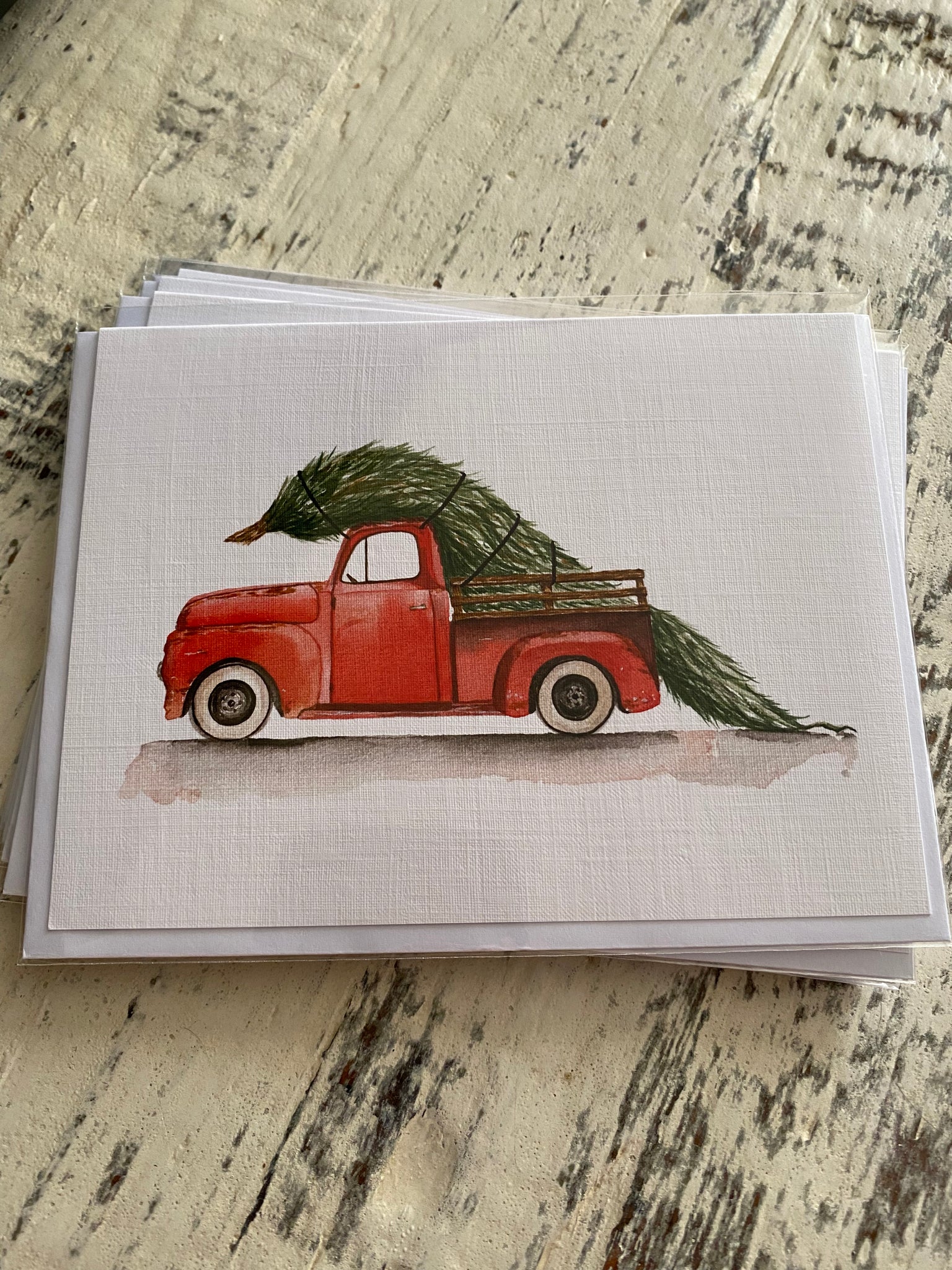 Greeting Card - Vintage Truck & Christmas Tree