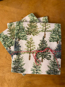 Holiday Tea Towels - Green Christmas Trees