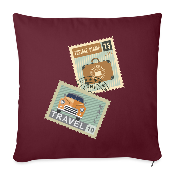 OPV - Travel Away! Throw Pillow Cover 18” x 18” - burgundy