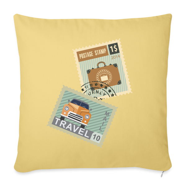 OPV - Travel Away! Throw Pillow Cover 18” x 18” - washed yellow