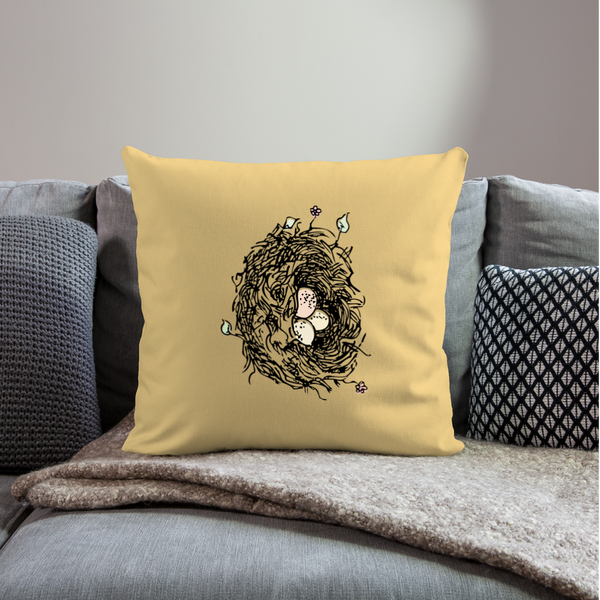 OPV - Our Nest - Throw Pillow Cover 18” x 18” - washed yellow