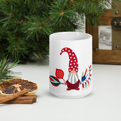 OPV - Santa Stringing Up the Lights! - White glossy mug